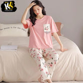flower printed night suit in premium cotton fabric